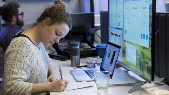 female student at computer
