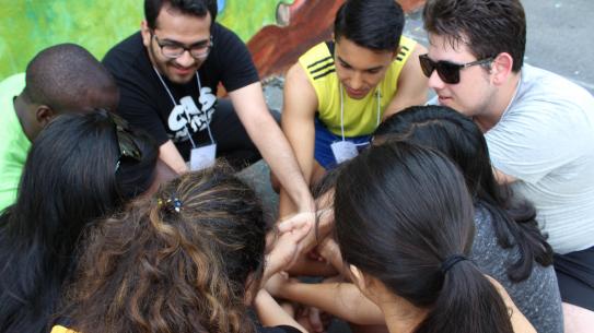 students engaging in interactive leadership activity