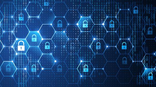 Cybersecurity Risk and Strategy. Binary code and locks