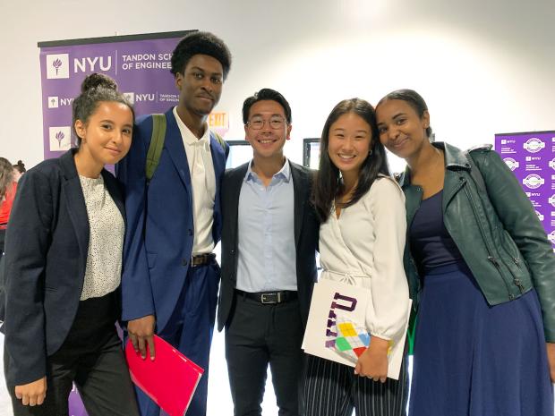 smiling students posing at Career Fair