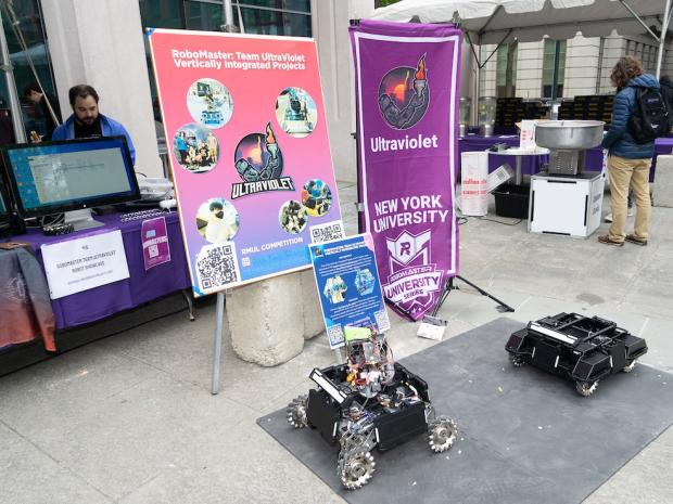 a robotics display of VIP Team Ultraviolet at the Tandon Research Exhibit