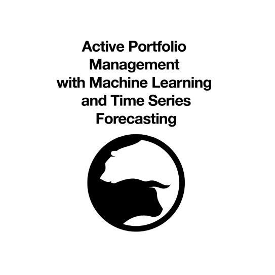 Active Portfolio Management with one black and one white bull intertwined.
